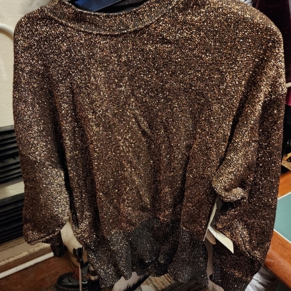 Pierre Cardin 80s Dolman sleeve metallic sweater L NWT - Picture 11 of 13
